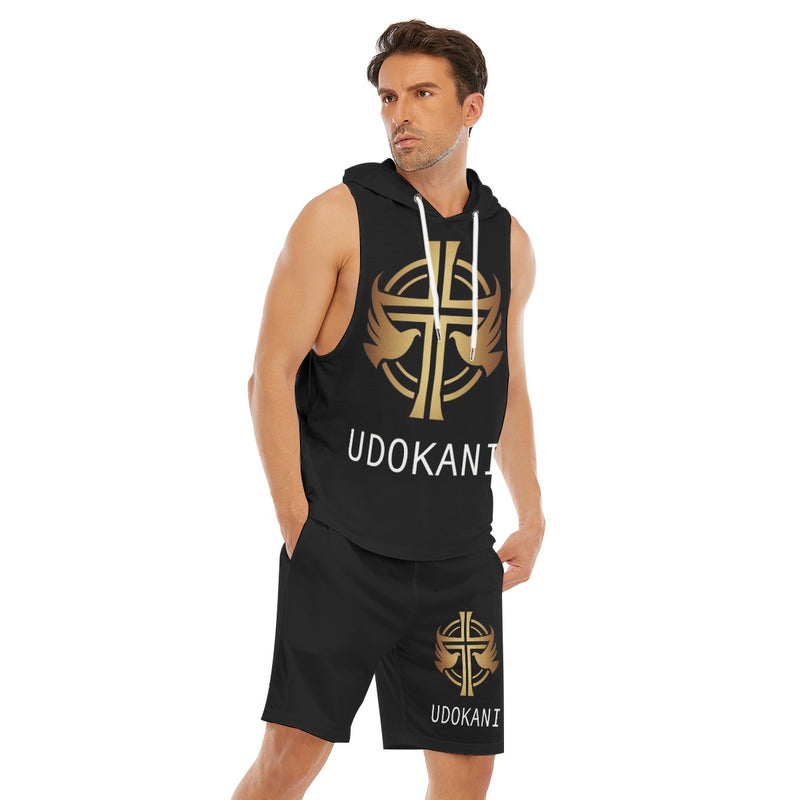 UdokAni Workout Hooded Tank Top And Shorts Set