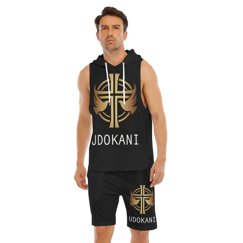 UdokAni Workout Hooded Tank Top And Shorts Set