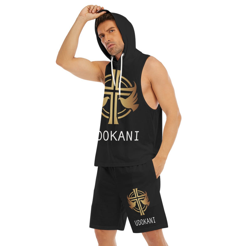 UdokAni Workout Hooded Tank Top And Shorts Set