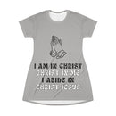 Inspirational Prayer T-Shirt Dress - "I Am in Christ" Design